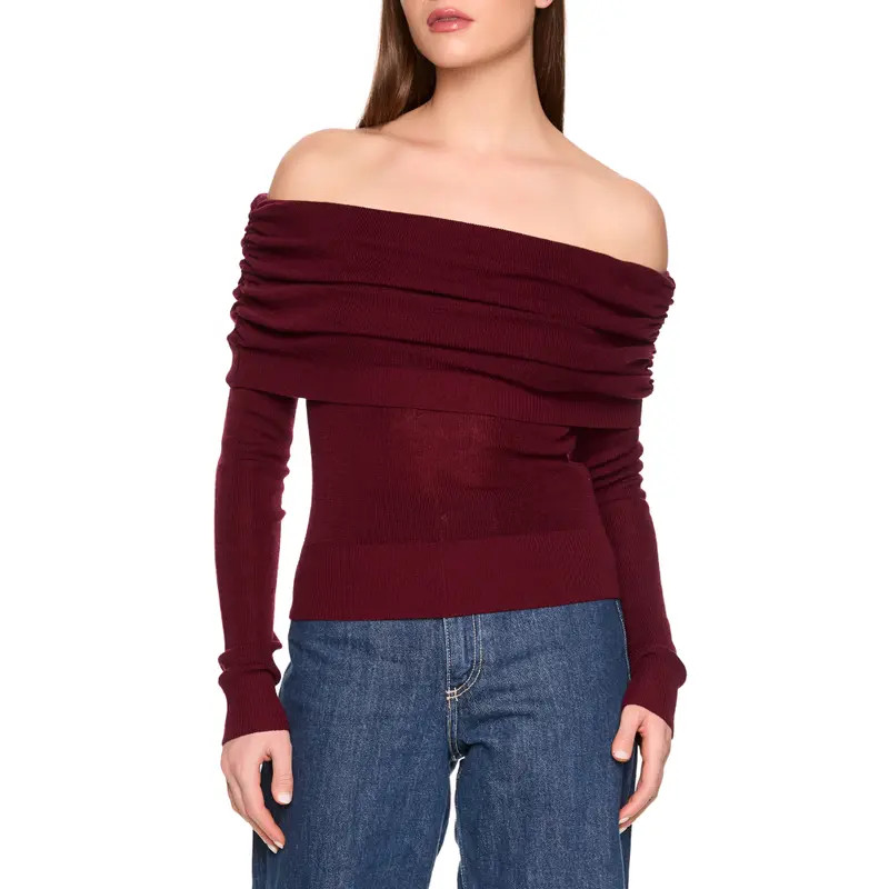 Susana Monaco Off the Shoulder Merino Wool Sweater in Belgian Creme at Nordstrom, Size Large | Nordstrom