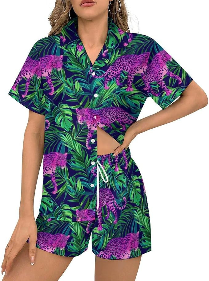 KiuLoam Womens Pajamas Set 2 Piece Soft Satin Sleepwear Button Down Short Sleeve Pjs Set Loungewe... | Amazon (US)