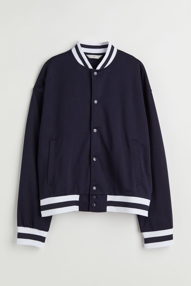 Motif-detail Baseball Jacket - Dark blue/Los Angeles - Ladies | H&M US | H&M (US + CA)