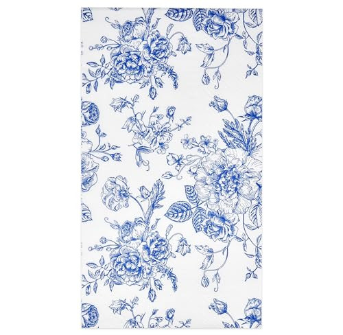 Gift Boutique - 100 Floral Guest Napkins Decorative Hand Towels Blue & White Disposable Paper Spr... | Amazon (US)