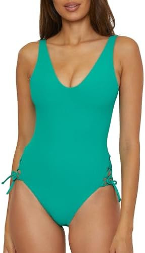 Becca Womens Modern Edge High-Leg One Piece Swimsuit, Scoop Neck, Bathing Suits for Women | Amazon (US)