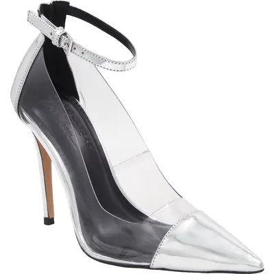 André Assous Isa Pointed Toe Pump in Chrome Vinyl at Nordstrom, Size 10 | Nordstrom