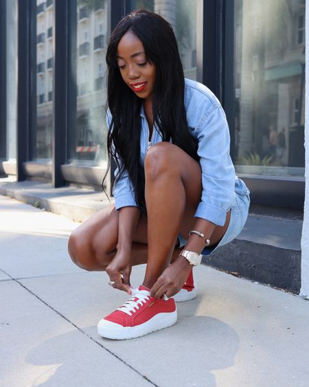 Stylish Sneakers under $100. 
My sneakers are made with recycled material and is water resistant on the outside. True to size. Wearing a 10. 

Shoes, Sneakers, Spring Outfits, Date Night Outfit, 

#LTKOver40 #LTKFashion #Sneakers #Ootd 

#LTKSeasonal #LTKshoecrush #LTKActive