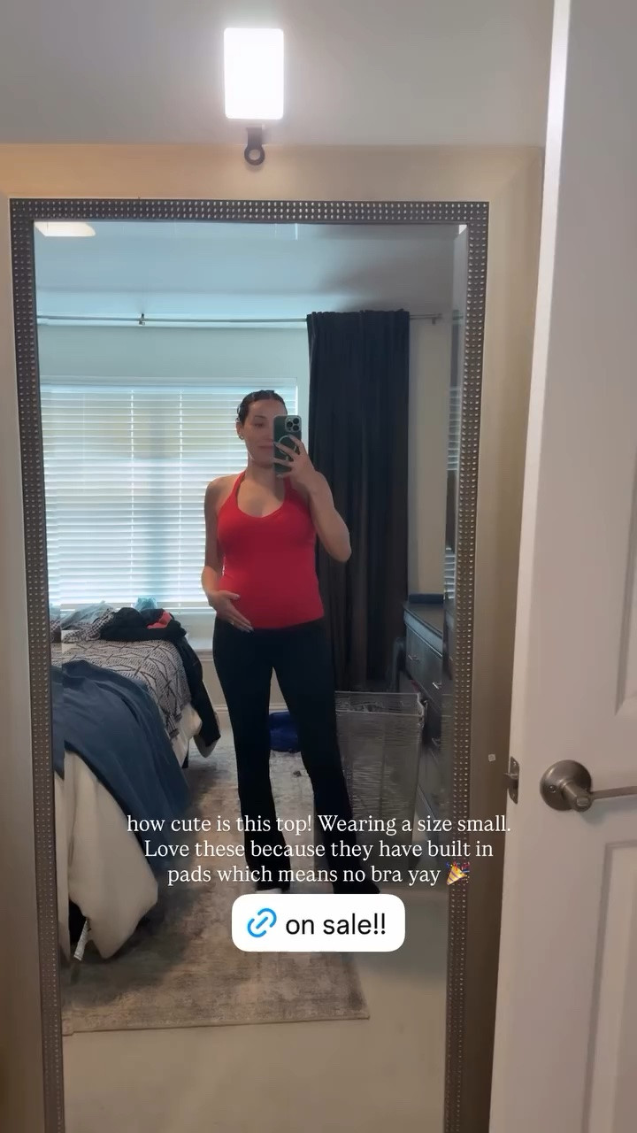 how cute is this top! Wearing a size small. Love these because they have built in pads which means no bra yay 🎉 perfect for the bump! 23 weeks pregnant

#LTKBump #LTKSaleAlert #LTKootd