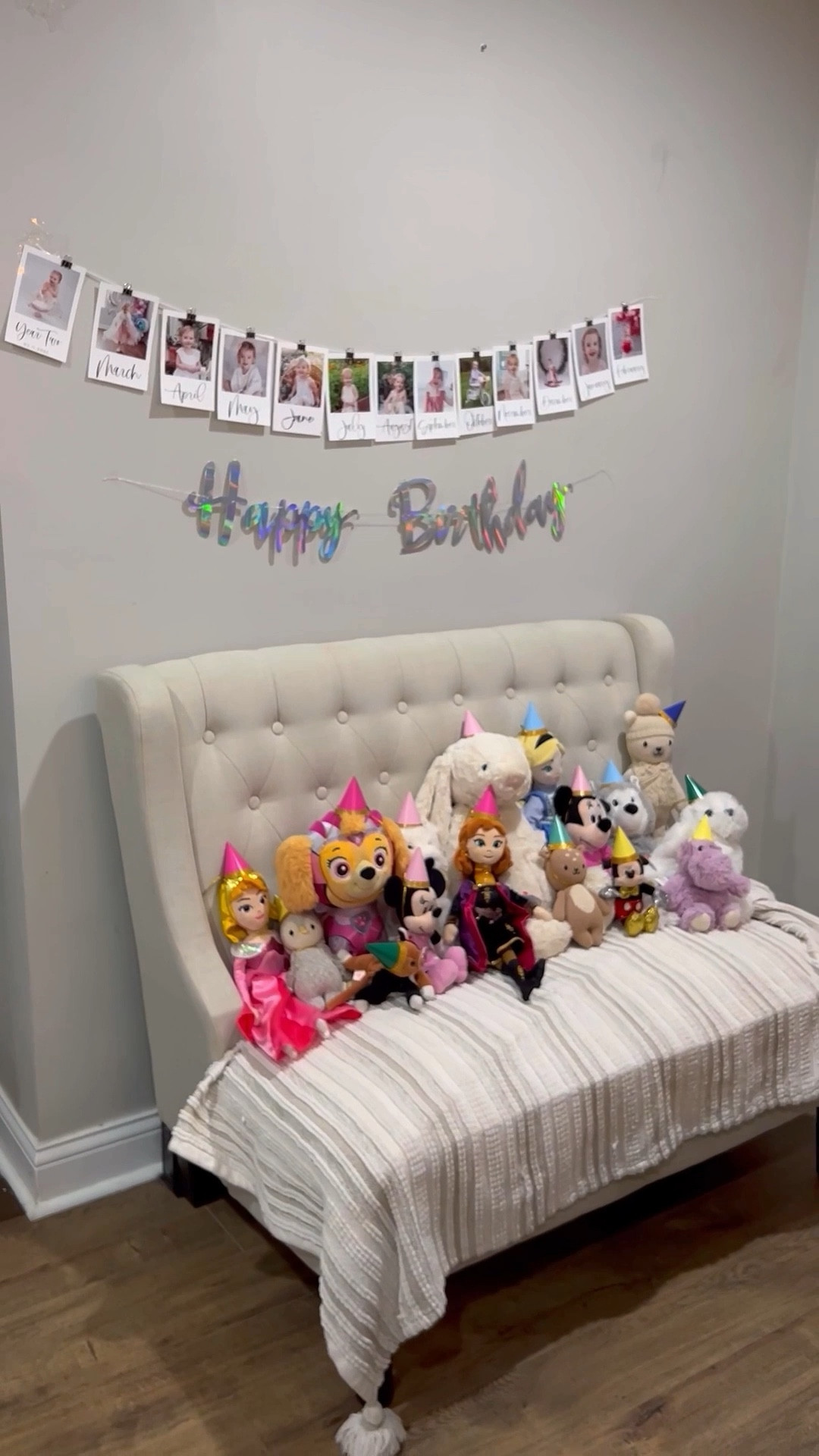 Birthday morning set up with stuffed animals wearing tiny party hats

#LTKfamily #LTKkids #LTKparties
