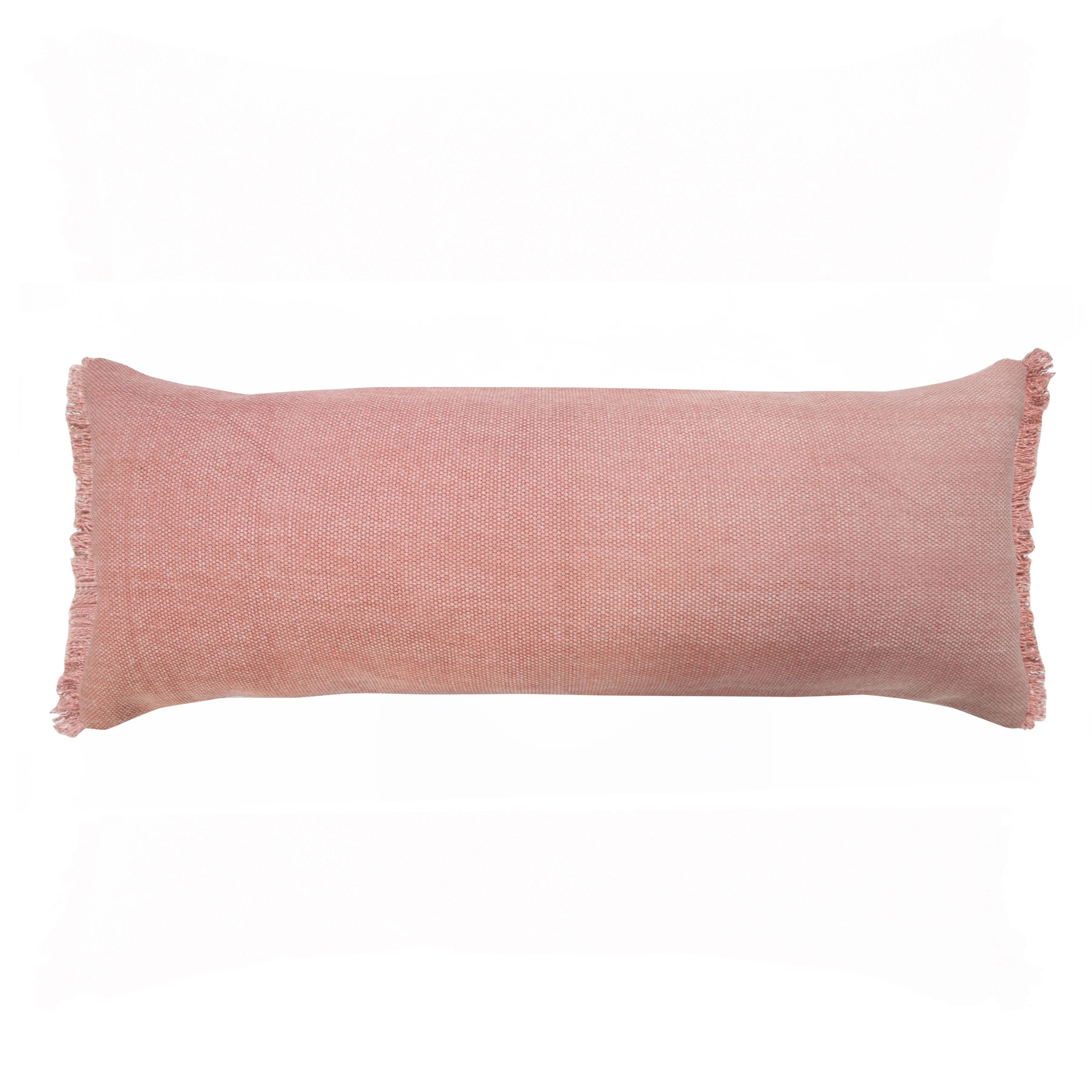 Ox Bay Indoor Solid Fringe Stonewash Lumbar Throw Pillow, Rose Pink, 14" x 36" | Walmart (US)