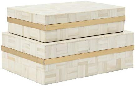 Sagebrook Home 15673-04 Set of 2 Rectangular Box, Ivory | Amazon (US)