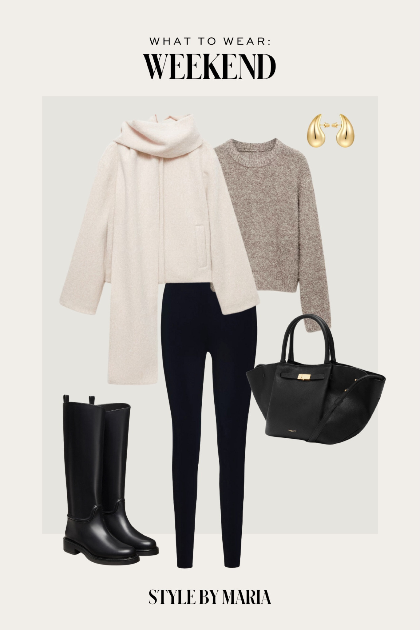 Casual winter outfit
Mango boucle sweater 
Mango scarf coat 
Riding boots on sale
Demellier tote 

#LTKSeasonal #LTKFindsUnder100 #LTKSaleAlert