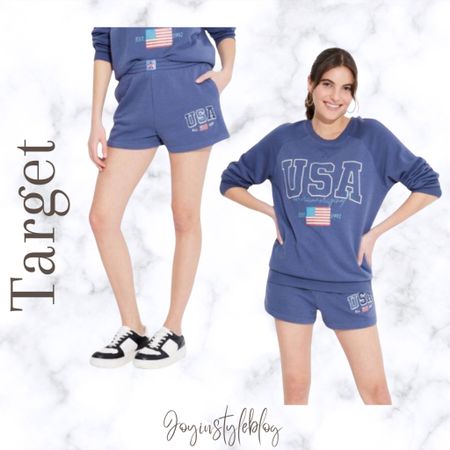 Target Women's American Original USA Graphic Sweatshirt - Navy Blue / Women's American Original USA Graphic Shorts - Navy Blue / summer outfit / lounge outfit 

#LTKParties #LTKFindsUnder50 #LTKTravel