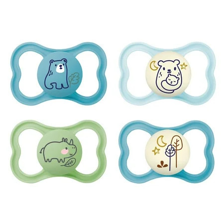 MAM Air Day & Night Pacifier, for Sensitive Skin, Glows in The Dark, 6-16 Months, Girl, 4 Pack | Walmart (US)