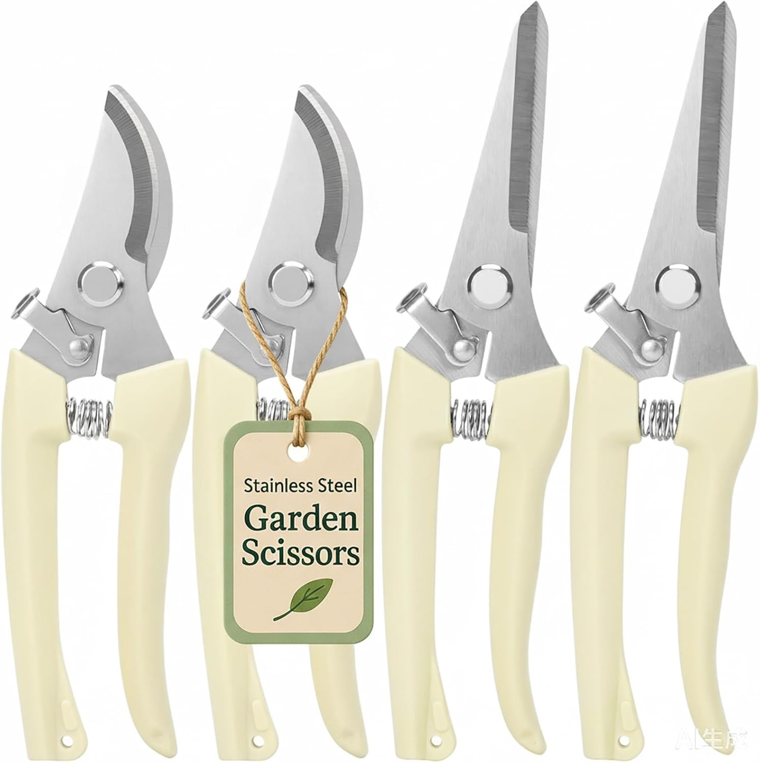 4PACK Pruning Shears, Stainless Steel Garden Shears, Sharp Handhled Gardening Scissors, Bypass & Straight Blade Garden Clippers for Plants, Flowers, Fruits Trees, Gardening Gifts for Women & Men | Amazon (US)