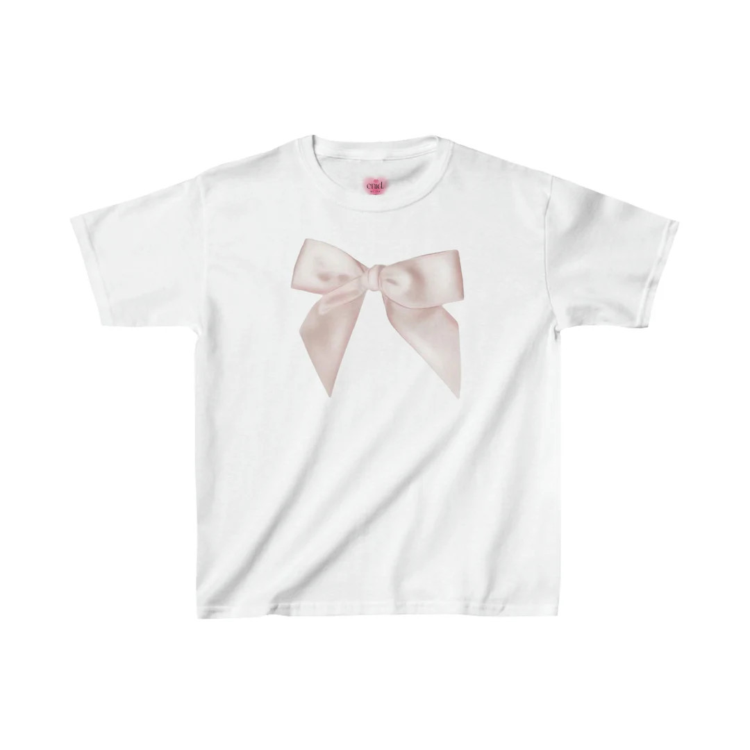 Bow Baby Tee Ribbon Baby Tee Cute Graphic Tee Coquette Baby Tee Cute Baby Tee - Etsy | Etsy (US)