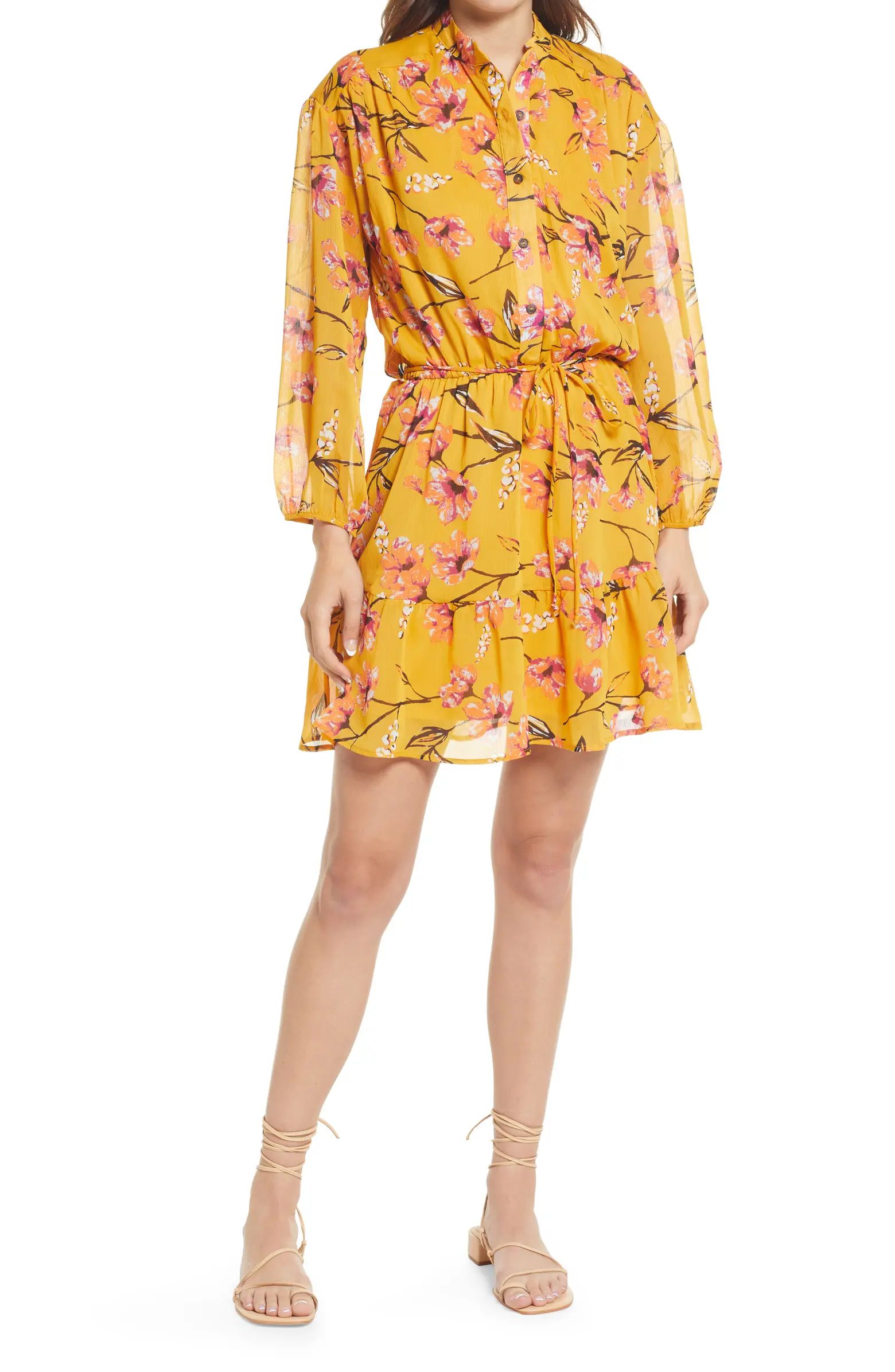 Fraiche by J Nora Floral Print Long Sleeve Minidress | Nordstrom | Nordstrom
