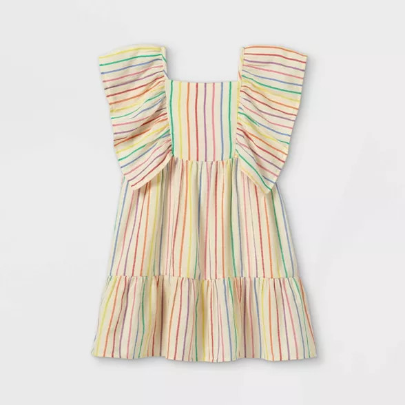 Girls' Striped Flutter Sleeve Woven Dress - Cat & Jack™ | Target