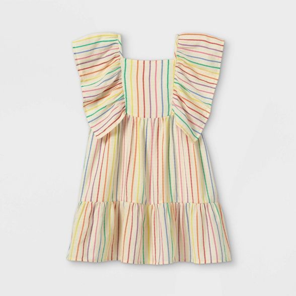 Girls' Striped Flutter Sleeve Woven Dress - Cat & Jack™ | Target
