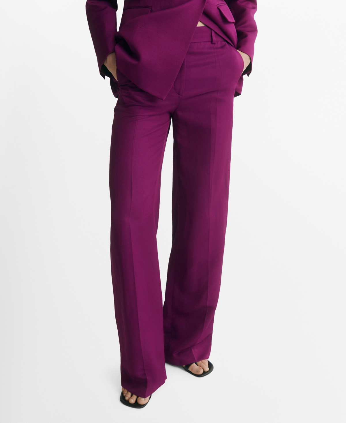 Mango Women's Straight-Fit Suit Pants - Fuchsia | Macy's
