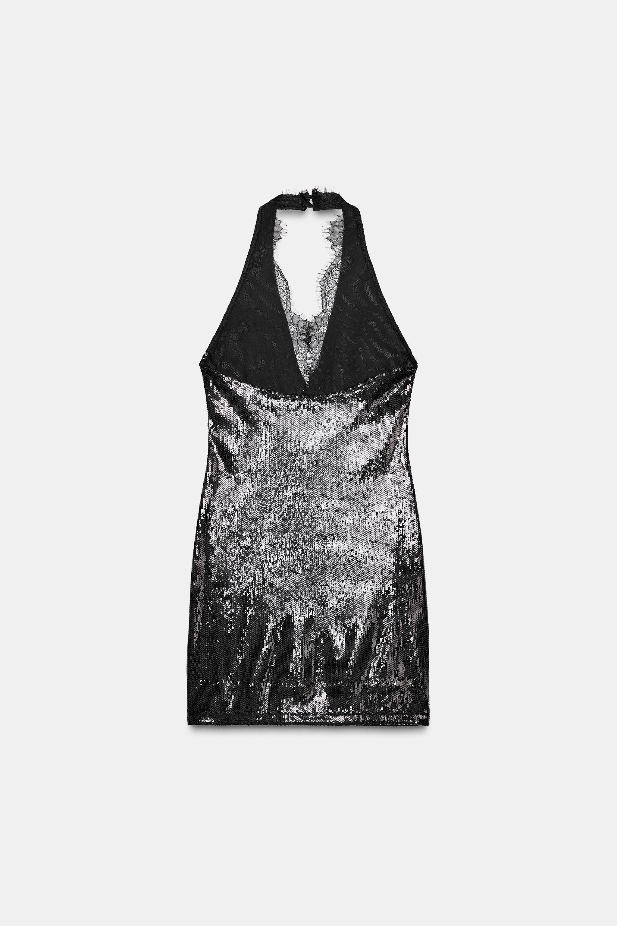 SEQUIN HALTER SHORT DRESS | Zara US
