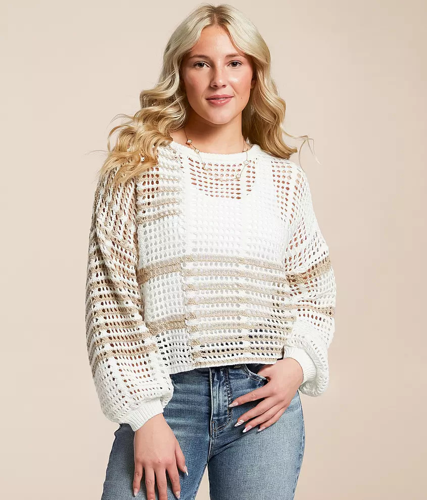 Mixed Stripe Cropped Sweater | Buckle