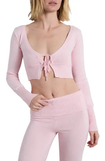 Florence by Mills Tie Front Crop Cardigan in Ballerina at Nordstrom Rack, Size Large | Nordstrom Rack