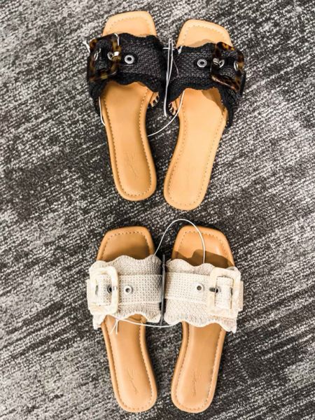 All sandals are currently 30% off, including these summer slides with the adorable buckle detail. Thanks to the memory foam sole, they are so comfy and are dressy enough for a party or casual enough for poolside. spring shoe beach wear Target find party wear slide sandal raffia slides black slides

#LTKfindsunder50 #LTKshoecrush #LTKsalealert