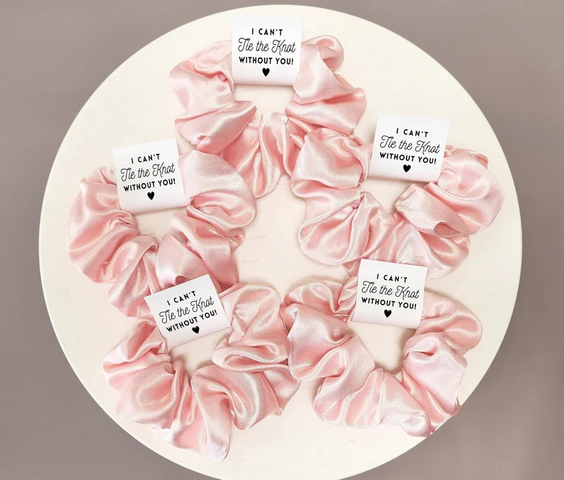 Pink Bachelorette Party Satin Scrunchies, Pink Theme Party, Pink Party Favors, Pink Bridesmaid Pr... | Etsy (US)