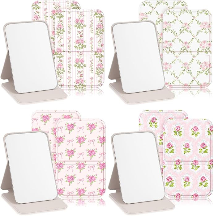 Geelin 12 Pcs Pink Compact Mirror Bulk Coquette Folding Pocket Mirror 4.2'' Portable Travel Ultra... | Amazon (US)