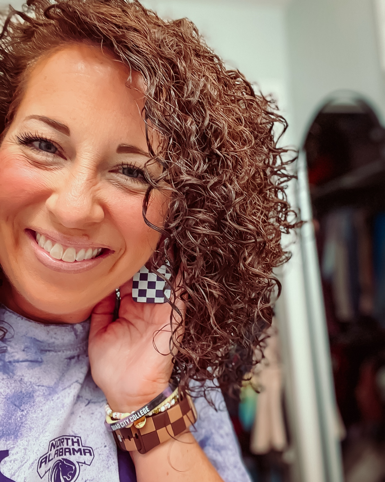 Roar Lions! 🦁 Loving these perfect purple checkered earrings for the UNA homecoming parade! 💜 Tagging all things purple from Nickel & Suede so you’re ready for your next game day or campus event! #UNALions #GameDayStyle 

#LTKStyleTip #LTKFindsUnder50