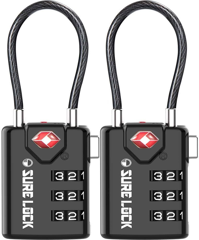 SURE LOCK TSA Compatible Travel Luggage Locks, Inspection Indicator, Easy Read Dials - 2 pack | Amazon (US)
