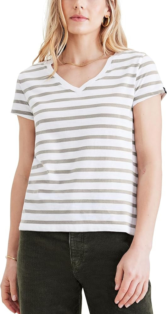 Dockers Women's Slim Fit Short Sleeve Favorite V-Neck Tee Shirt | Amazon (US)