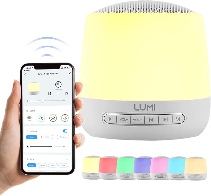 LUMI | App White Noise Machine 2.0 | 34 Sounds | 7 Colour Night Light | Alarm & Timer Function | ... | Amazon (UK)