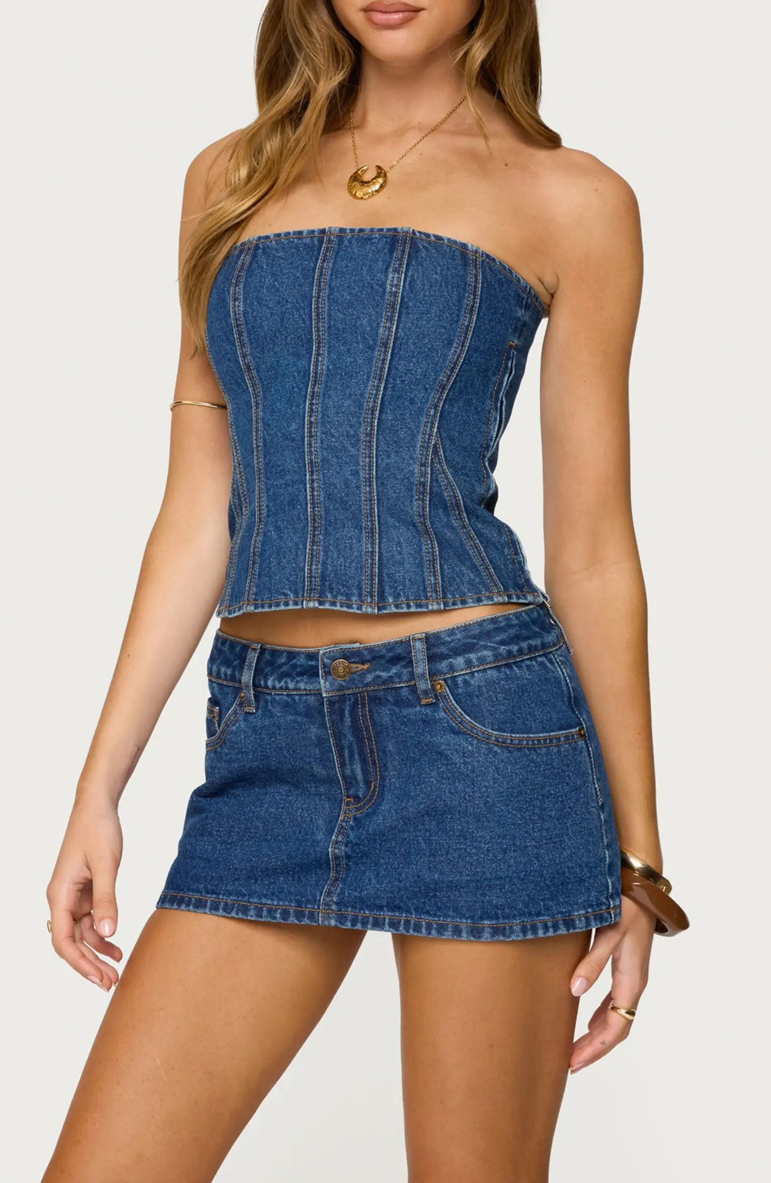Camelia Strapless Denim Corset Top | Nordstrom
