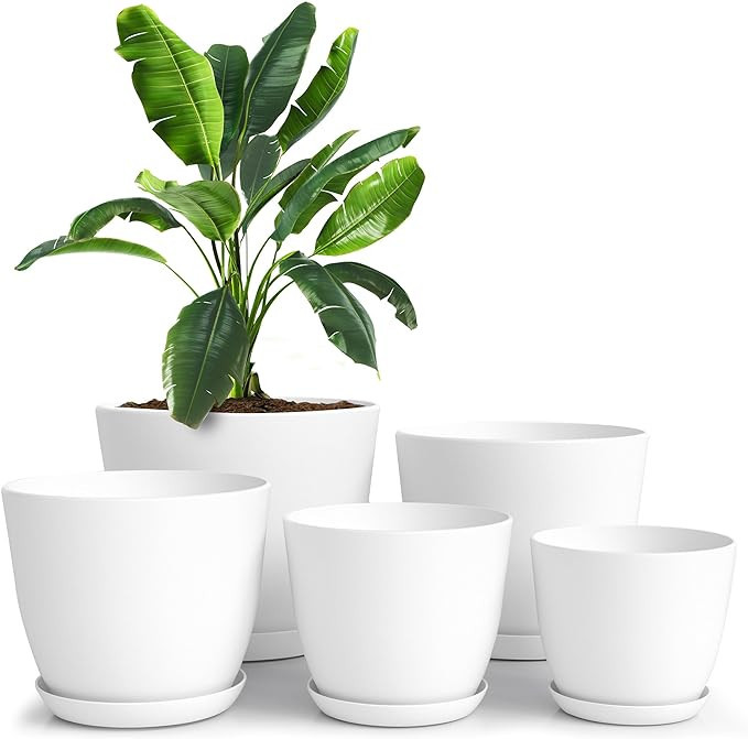 Utopia Home - Plant Pots with Drainage - 7/6.6/6/5.3/4.8 Inches Home Decor Flower Pots for Indoor... | Amazon (US)