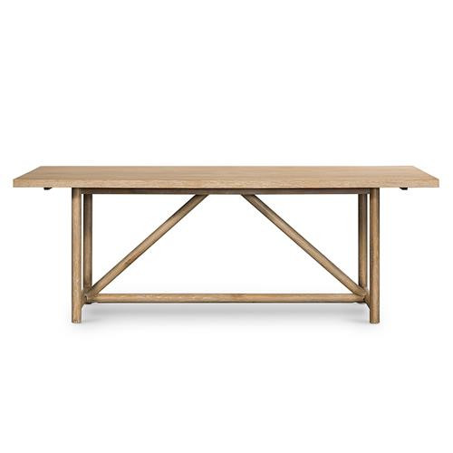 Mira Rustic Lodge Brown Oak Wood Dining Table - 84"W | Kathy Kuo Home