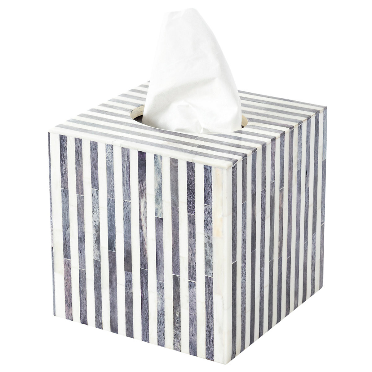 Grey Stripe Bone Inlay Tissue Box | Annie Selke