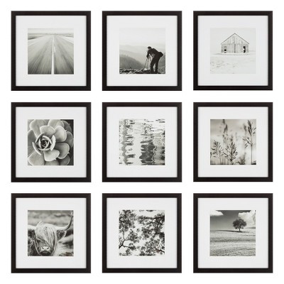 (Set of 9) 12" x 12" Gallery Grid Kit Black - Instapoints: Easy Wall Mount, Modern Decor, 8x8 Mat | Target