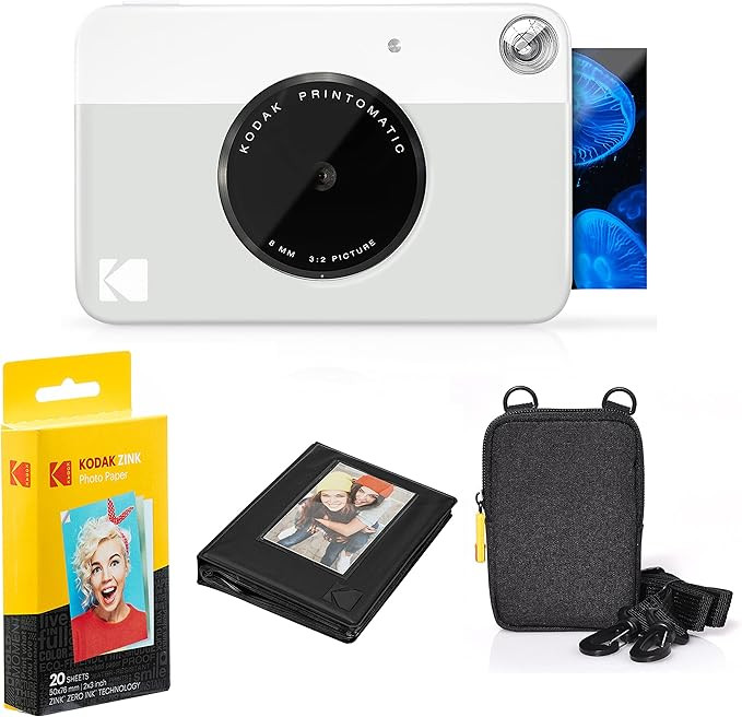 Kodak Printomatic Instant Camera Bundle (Grey) Zink Paper (20 Sheets) - Case - Photo Album - Hang... | Amazon (US)