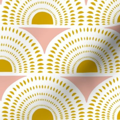 Aurora - Blush & Goldenrod Geometric Large Scale | Spoonflower