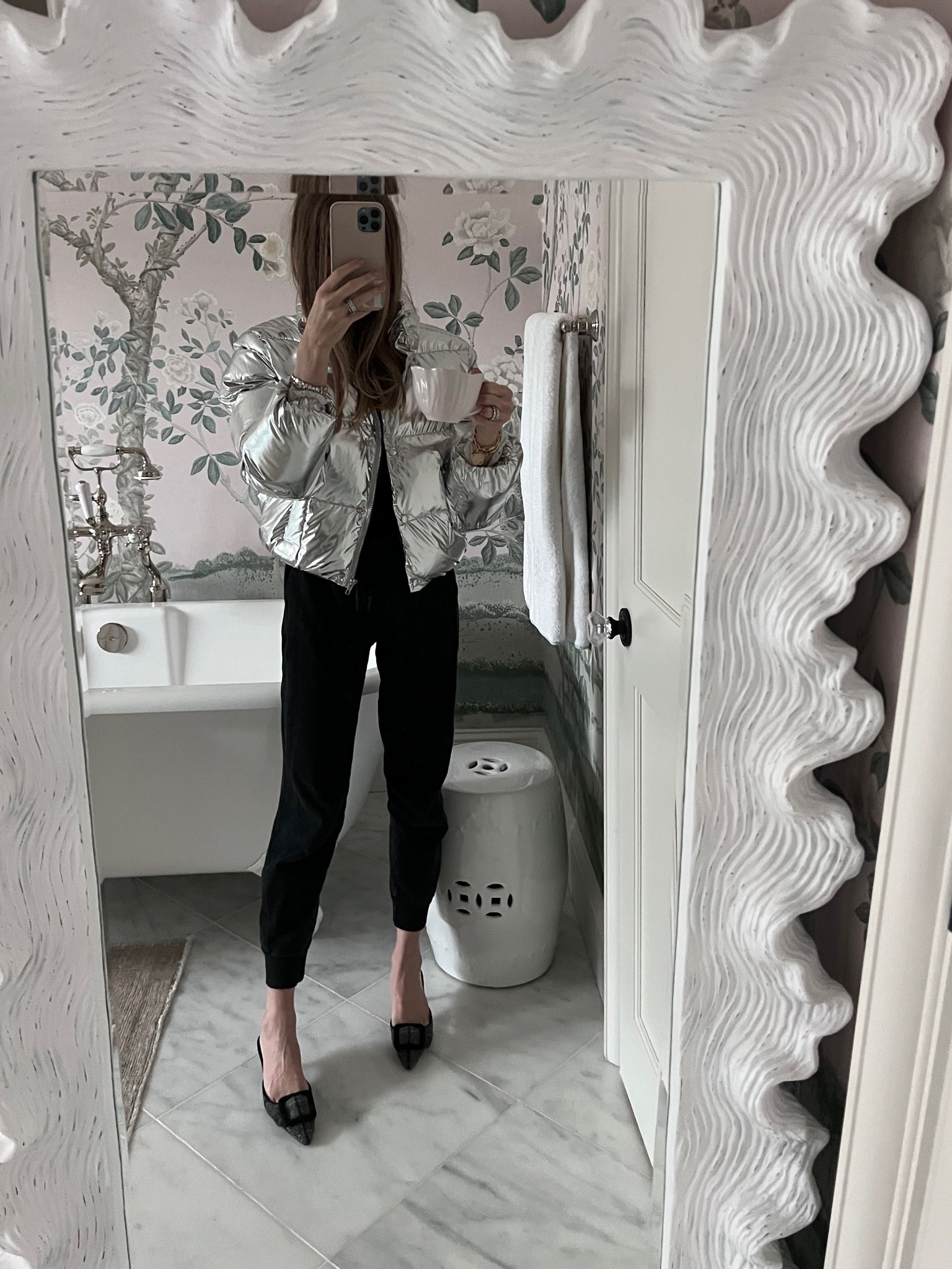 Carpool outfit of the day! Love this metallic bomber. Cozy and chic for cooler temps 

#LTKSeasonal #LTKHoliday #LTKstyletip