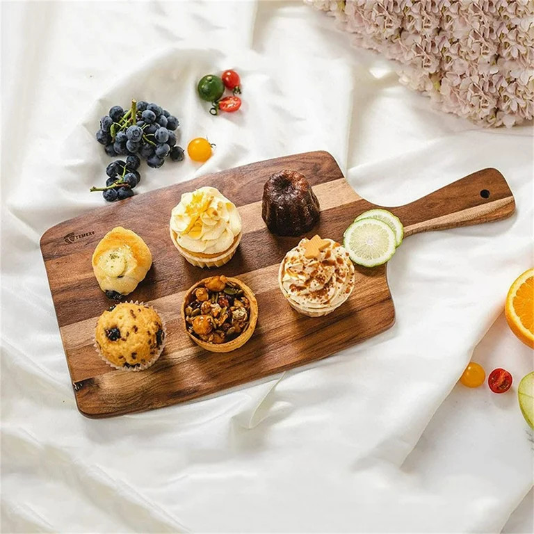 Wooden Charcuterie Board with Handle – Round Cutting Board for Meat, Cheese, Bread, Rustic Farm... | Walmart (US)