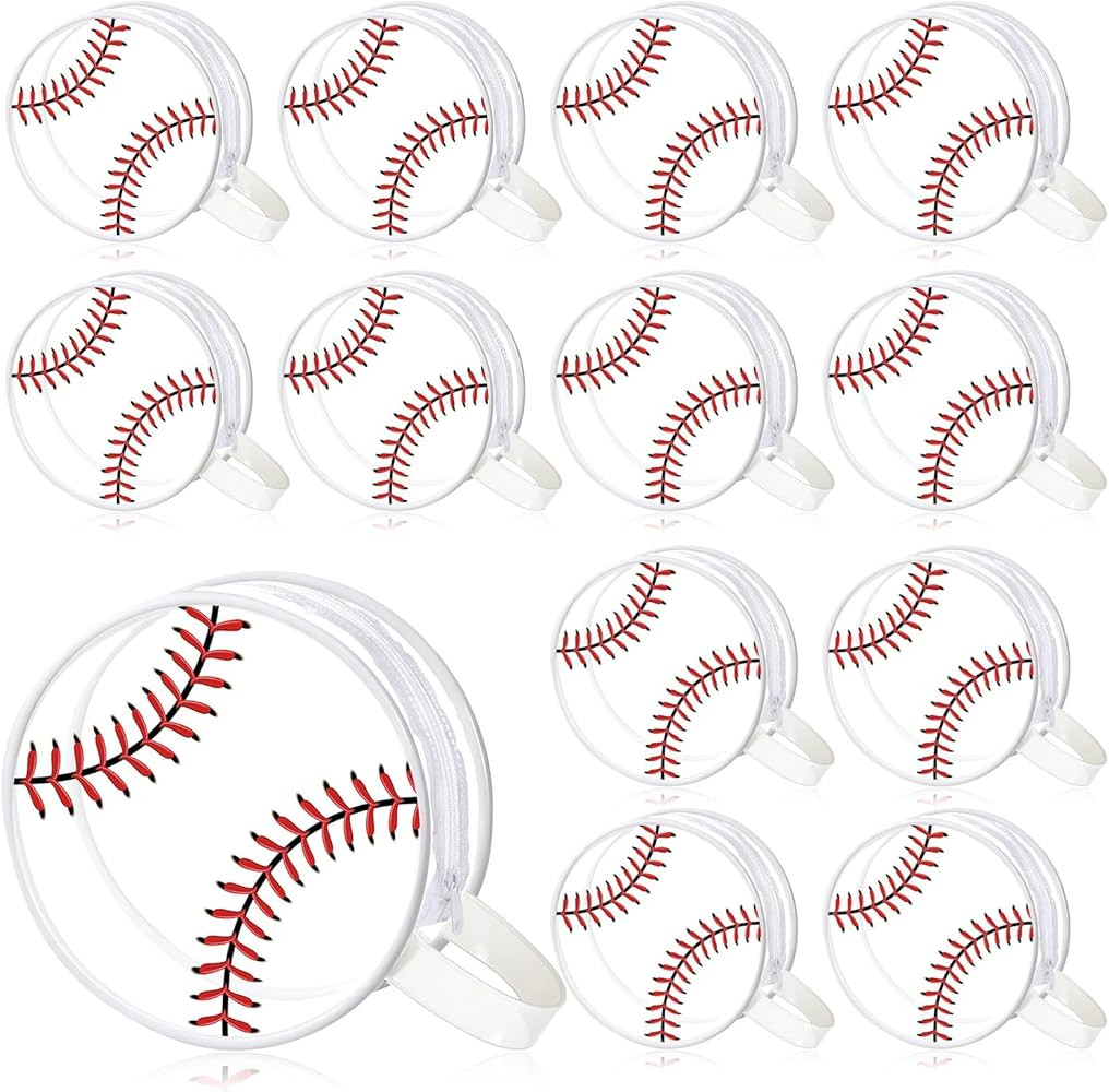 12PCS Baseball Cosmetic Bags Baseball Team Gifts Makeup Bags Sport Clear PVC Goodie Bag Round Por... | Amazon (US)