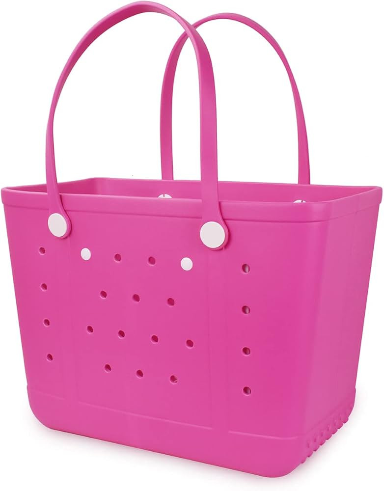 Large Rubber Beach Bag, Waterproof Sandproof OutdoorTote Bag, Durable Open Tote Bag with Holes fo... | Amazon (US)