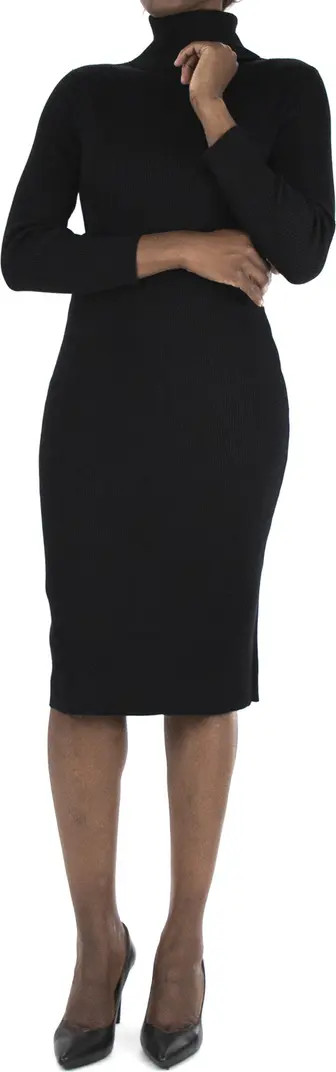 Turtleneck Ribbed Midi Sweater Dress | Nordstrom Rack