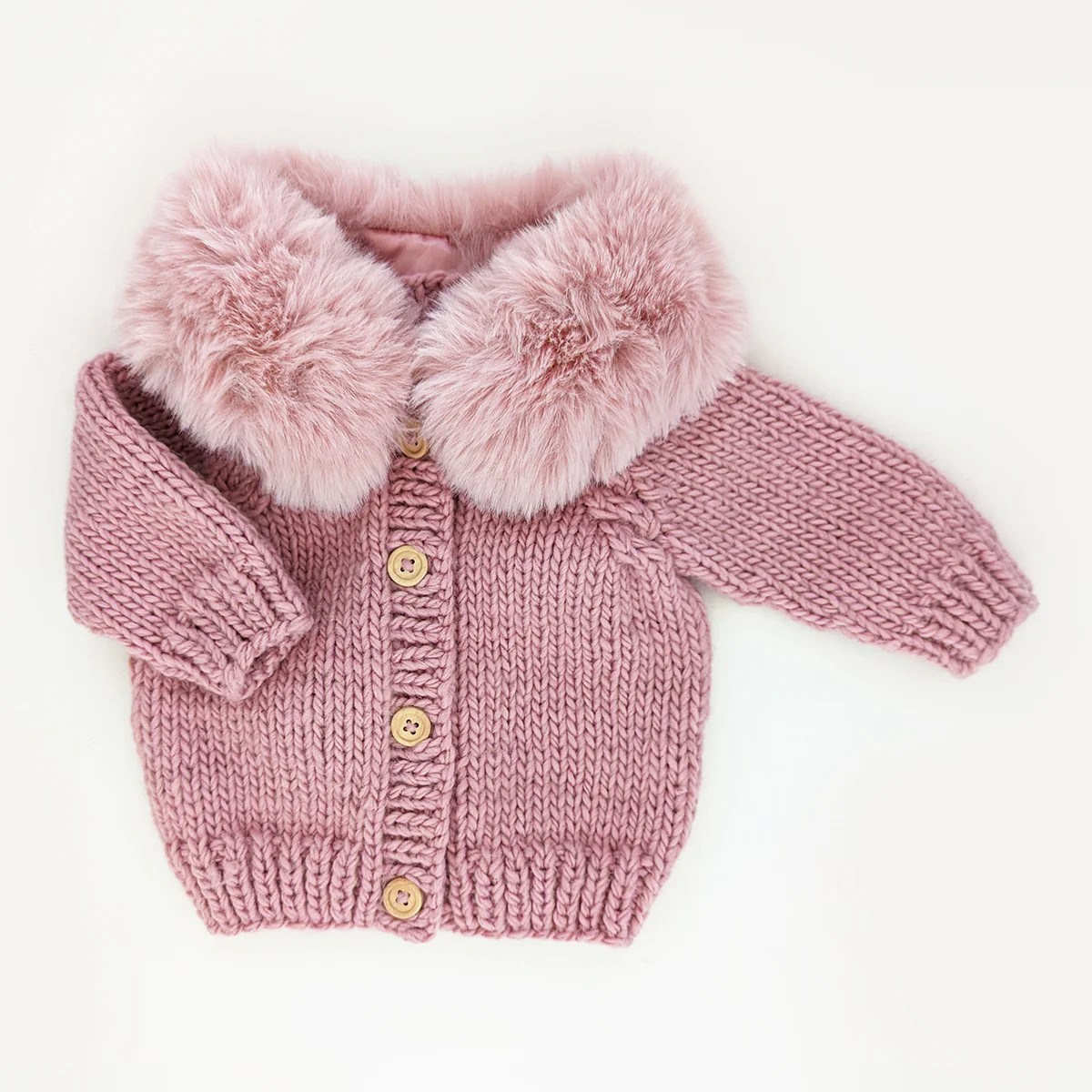 Fur Collar Cardigan Knit Sweater, Rosy | SpearmintLOVE