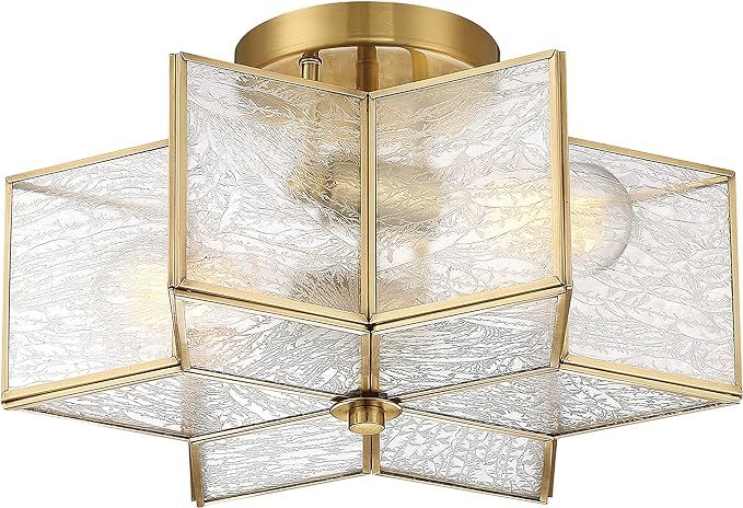 Vanity Art 2 Light 16.14 Inches Unique Statement Star Semi Flush Mount Lighting | Modern Hanging ... | Amazon (US)