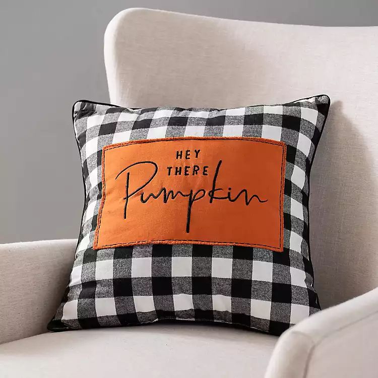 Hey There Pumpkin Buffalo Check Pillow | Kirkland's Home