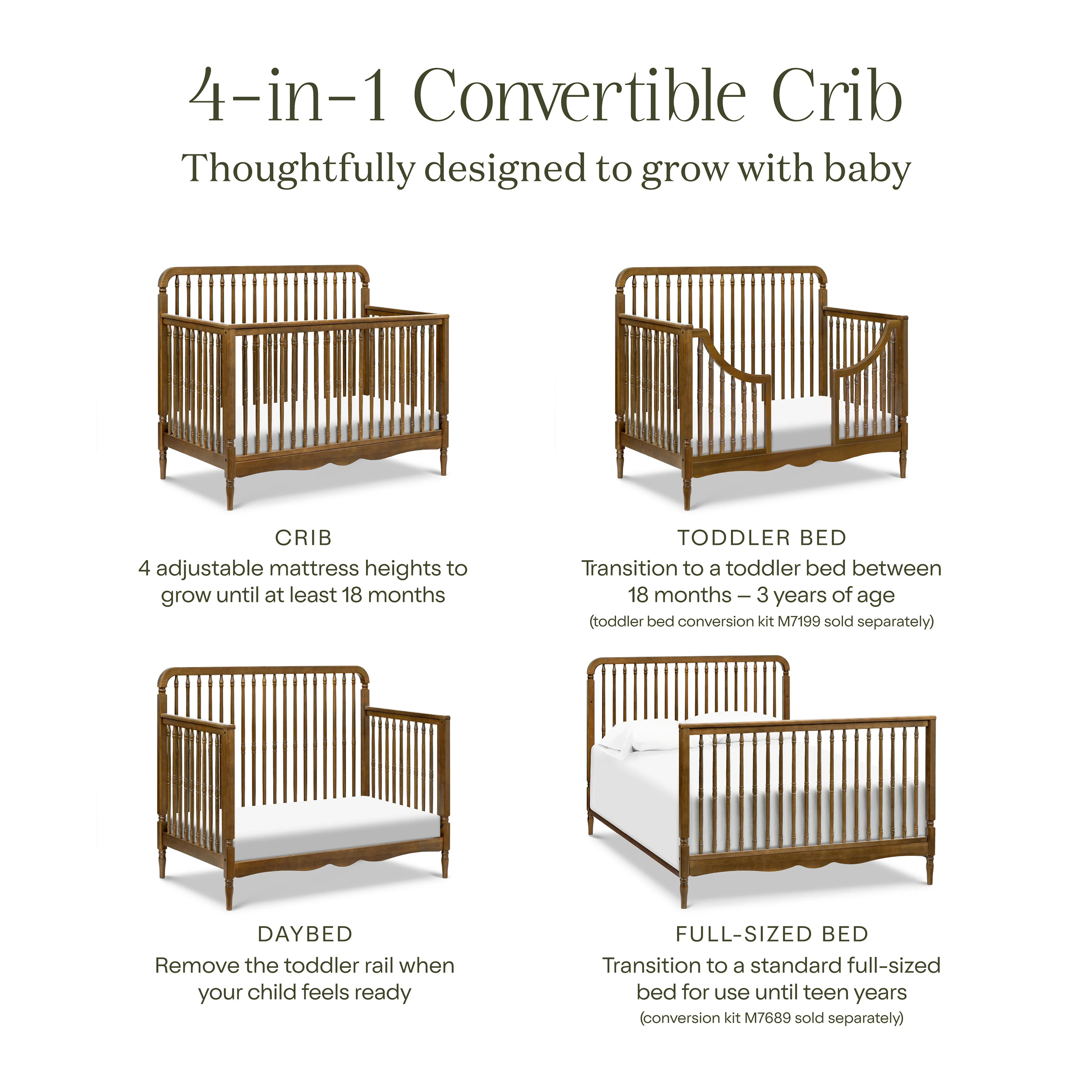 Liberty 4-in-1 Convertible Spindle Crib | Wayfair North America