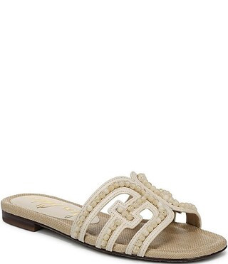 Sam Edelman Bay Tide Beaded Raffia Double E Logo Slide Sandals | Dillard's | Dillard's