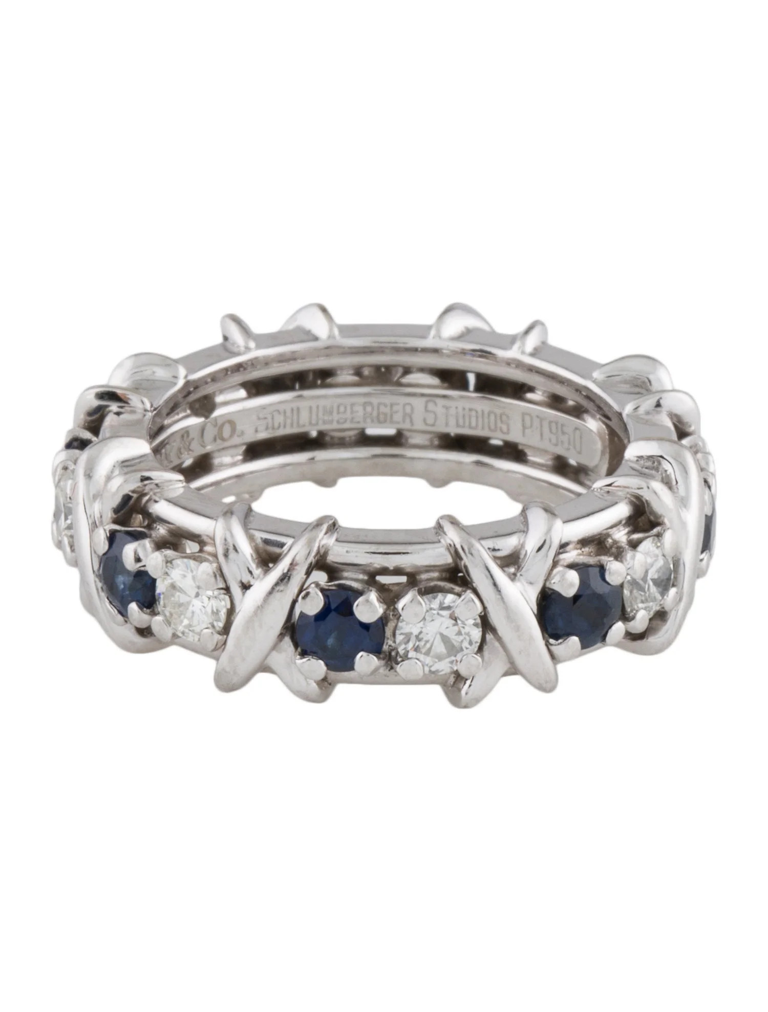 Platinum Sapphire & Diamond 16 Stone Ring | The RealReal