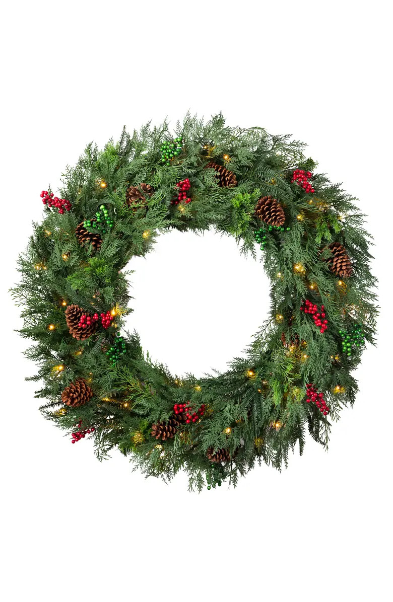 Balsam Hill Winter Evergreen Artificial LED Light Outdoor Wreath | Nordstrom | Nordstrom