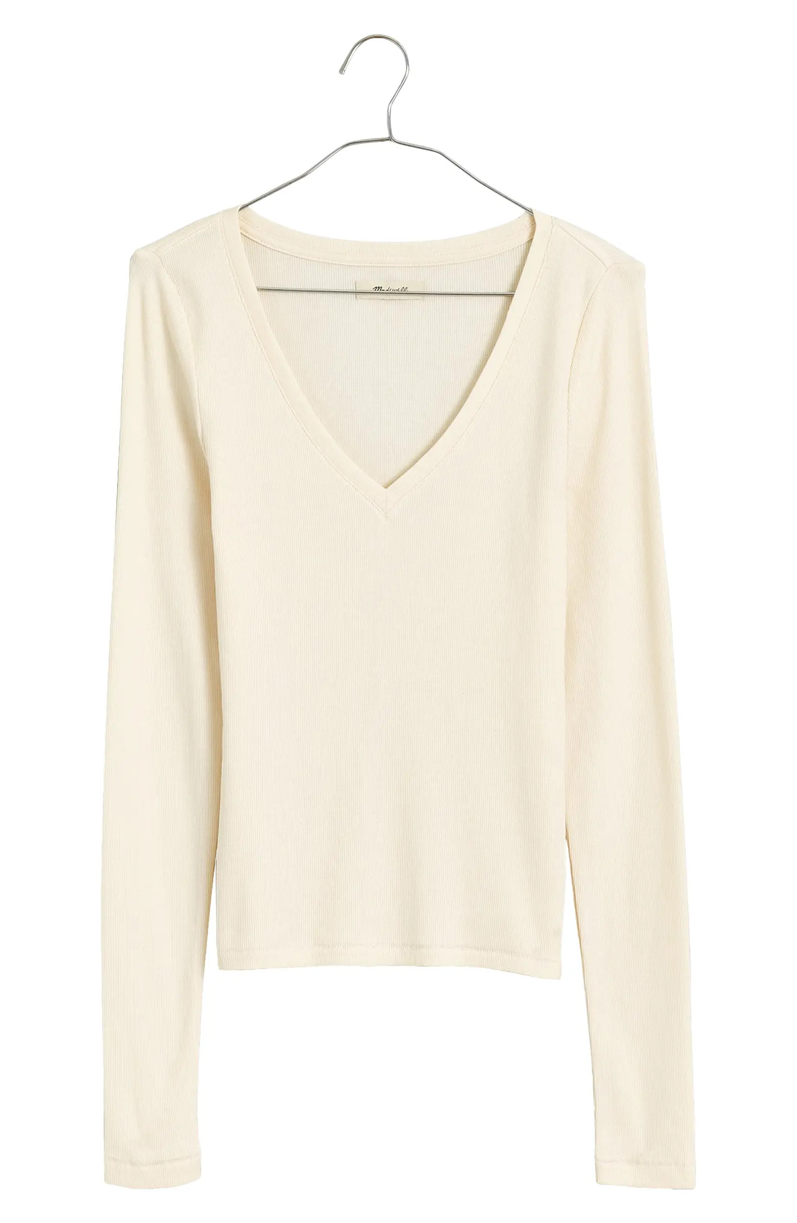 Long Sleeve V-Neck Rib Top | Nordstrom